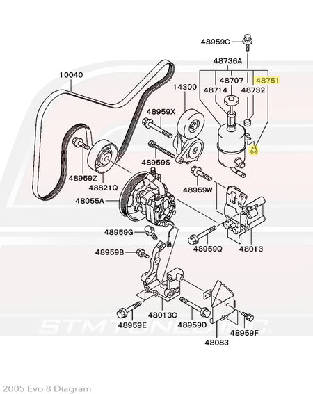 MB870574 Evo 8/9 Power Steering Bracket Spacer Diagram
