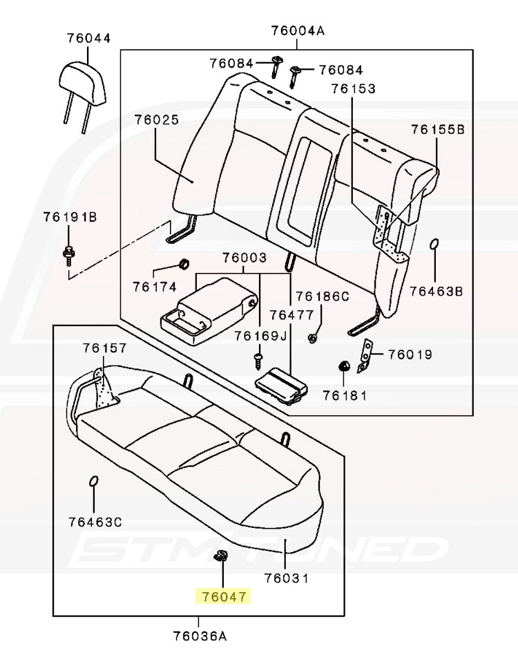 CT9A Evo 8 Rear Seat Diagram
