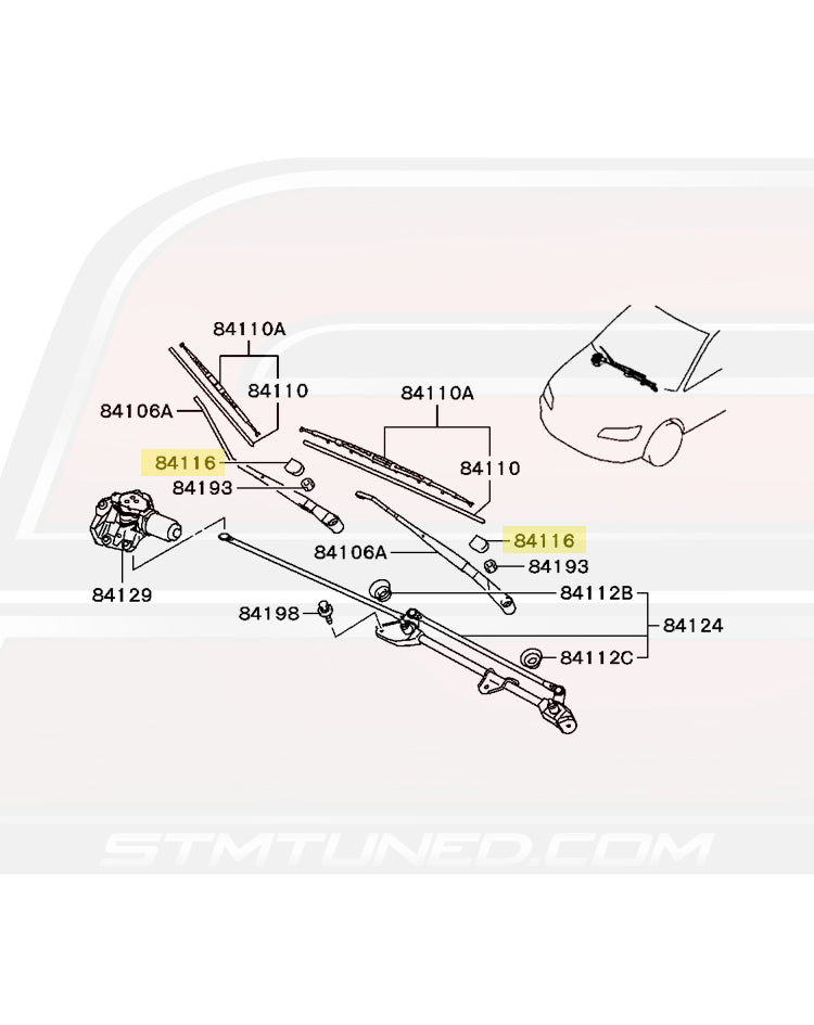 Evo 7 8 9 CT9A Windshield Wiper Mitsubishi OEM Diagram