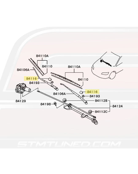 Evo 7 8 9 CT9A Windshield Wiper Mitsubishi OEM Diagram