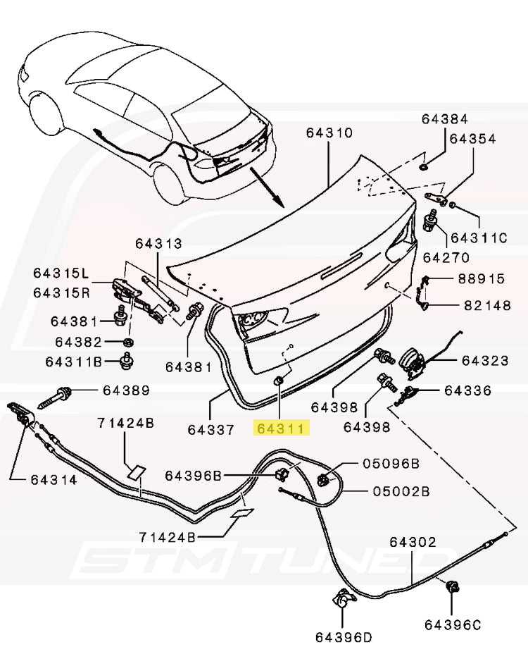 Mitsubishi OEM Trunk Damper for Evo X (MB888006)