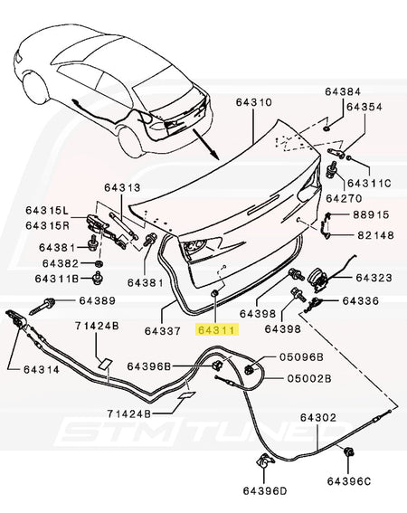 Mitsubishi OEM Trunk Damper for Evo X (MB888006)