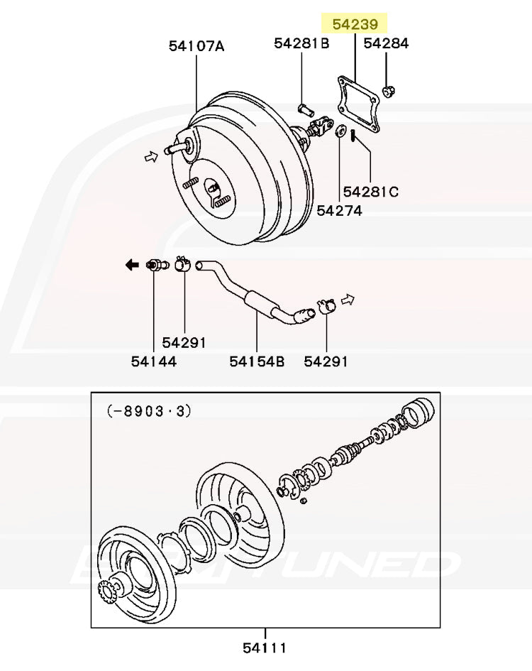 MB928711 Mitsubishi OEM Brake Booster Gasket (1G DSM Diagram)