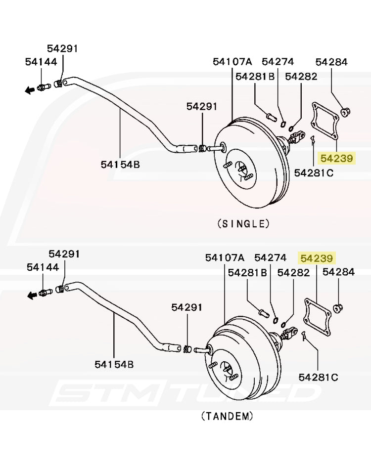 MB928711 Mitsubishi OEM Brake Booster Gasket (2G DSM Diagram)