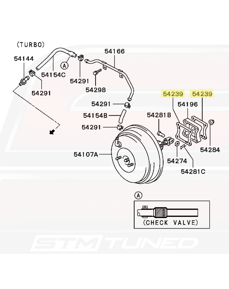 MB928711 Mitsubishi OEM Brake Booster Gasket (3000GT/Stealth Diagram)