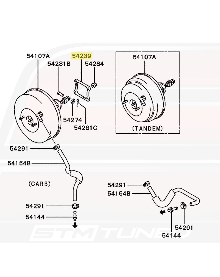 MB928711 Mitsubishi OEM Brake Booster Gasket (Evo 1/2/3 Diagram)