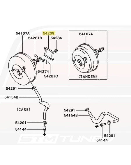 MB928711 Mitsubishi OEM Brake Booster Gasket (Evo 1/2/3 Diagram)