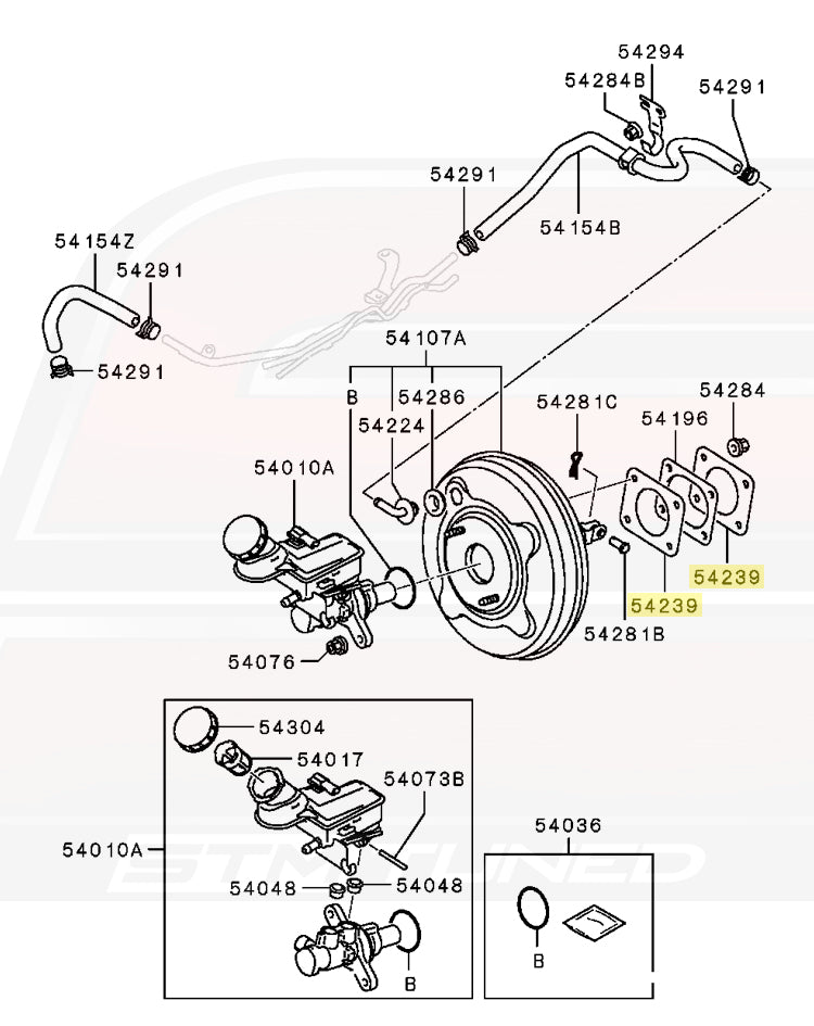 MB928711 Mitsubishi OEM Brake Booster Gasket (Evo X Diagram)