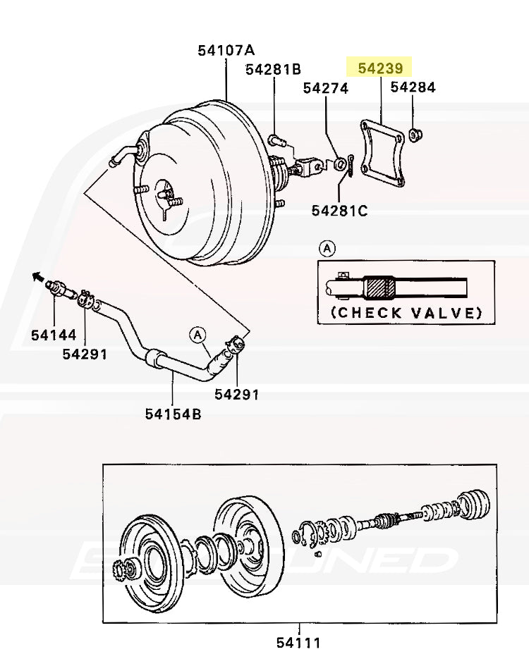 MB928711 Mitsubishi OEM Brake Booster Gasket (Galant VR4 Diagram)