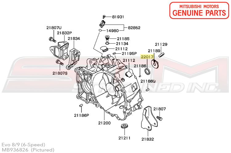 MB936826 Mitsubishi Manual Transmission Input Shaft Seal - Evo 4-X