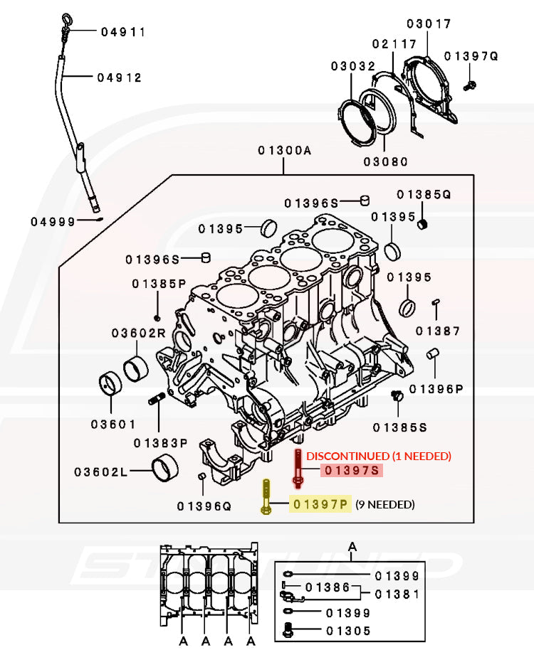 Mitsubishi OEM Main Bolt for 1G DSM 6-Bolt (MD000235)