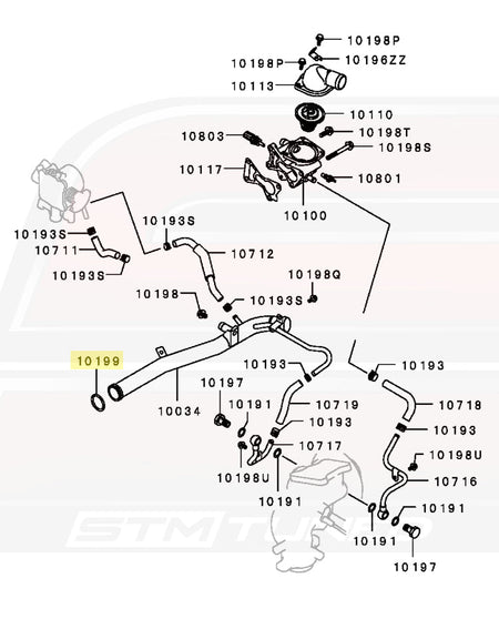 MD030764 Evo 8 Water Pipe Diagram
