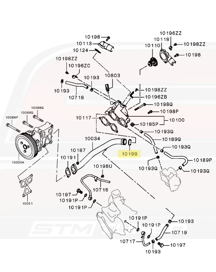 MD030764 Evo X Water Pipe Diagram