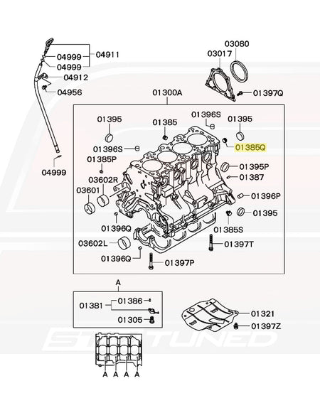 MD040338 Oil Galley Plug Diagram for Evo 8