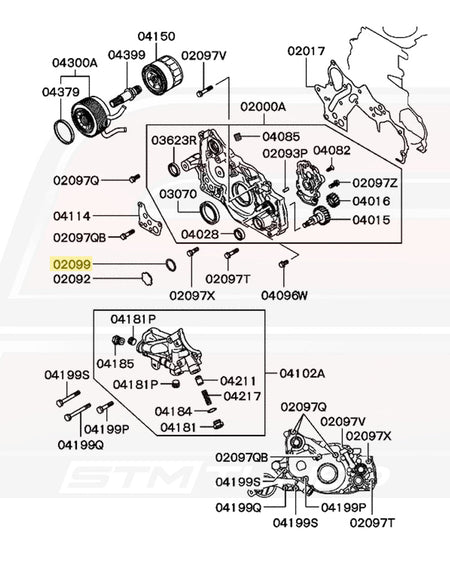 MD041021 2G DSM 7-Bolt Front Cover Diagram