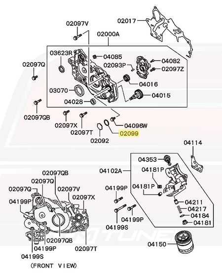 MD041021 Evo 8 Front Cover Diagram