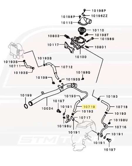 Mitsubishi OEM Water Return Line Hose for Evo 8 (MD082347)
