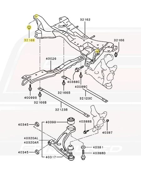 Evo 7/8/9 Crossmember M14 Nut Diagram (MD090875)