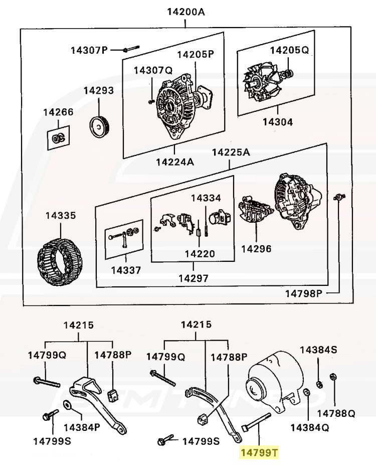Mitsubishi OEM Alternator Bolt for 1G DSM (MD095695)