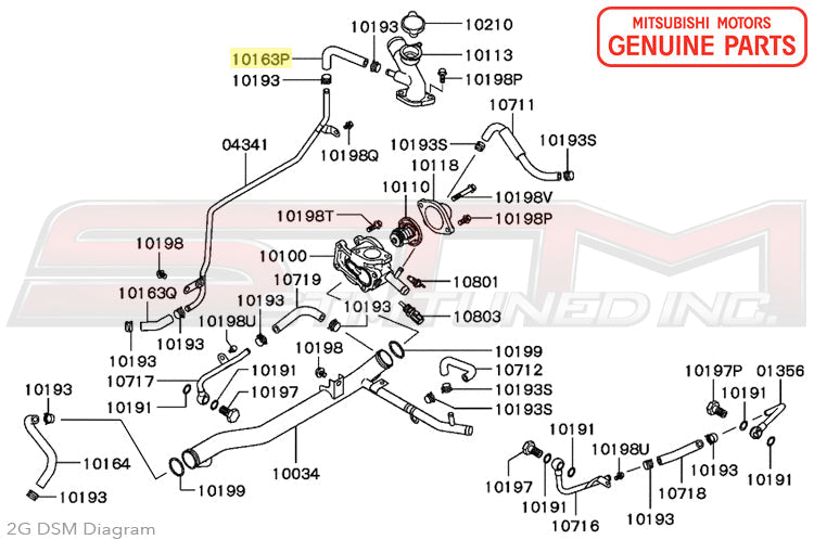 MD112349 Mitsubishi Throttle Body Water Feed Hose - 2G DSM