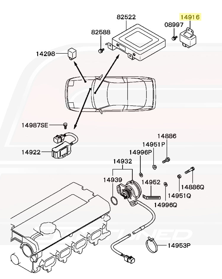 Mitsubishi OEM MPI Engine Relay for 1G DSM (MD119202)