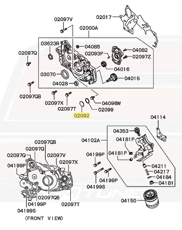 MD125376 Evo 8 Front Cover Diagram