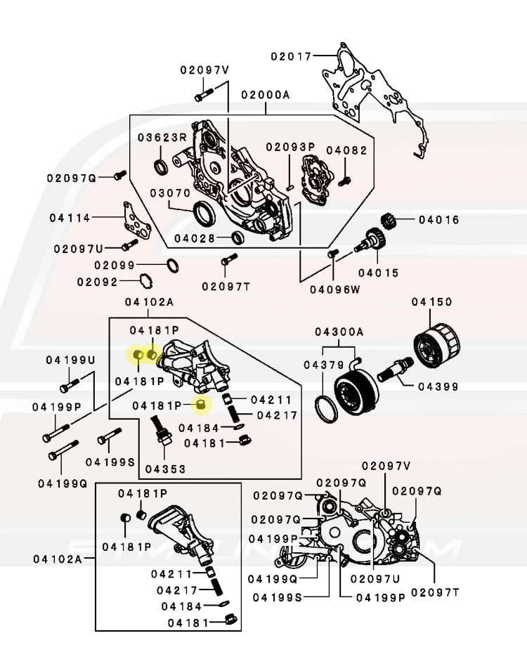 1G DSM 6-Bolt Oil Filter Housing Diagram