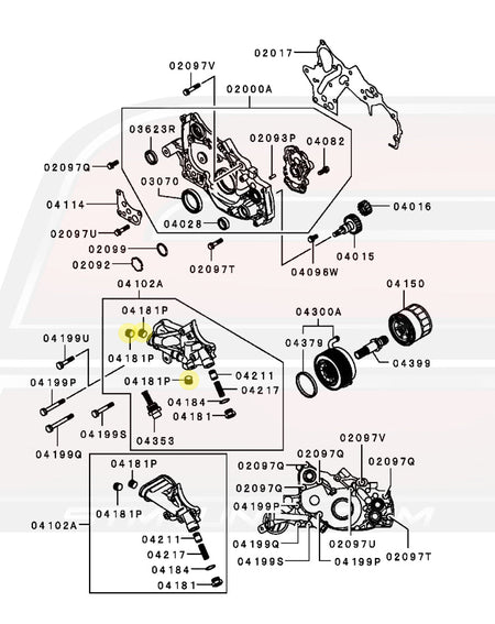 1G DSM 6-Bolt Oil Filter Housing Diagram
