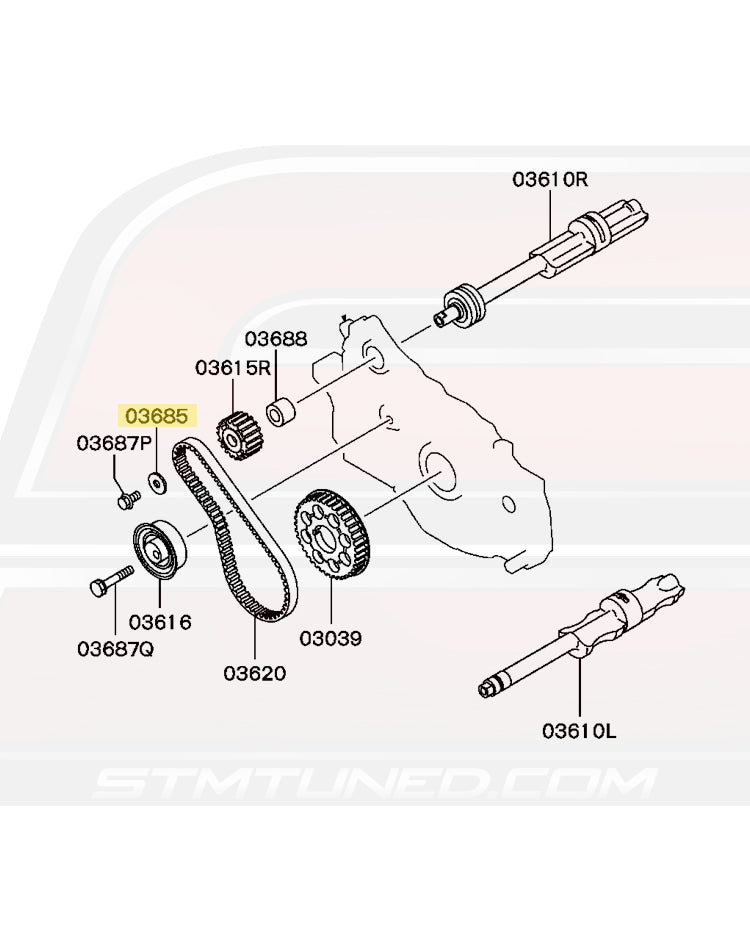 Mitsubishi OEM 4G63 Balancer Belt Washer Diagram