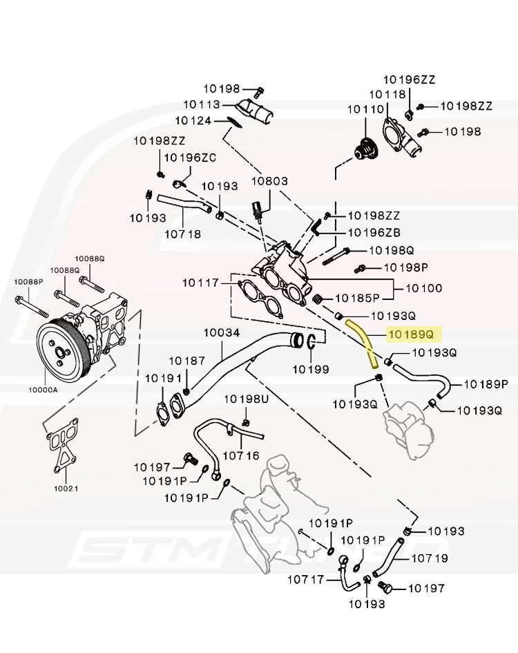 Mitsubishi OEM Throttle Body Water Return Hose for Evo X (MD153750)