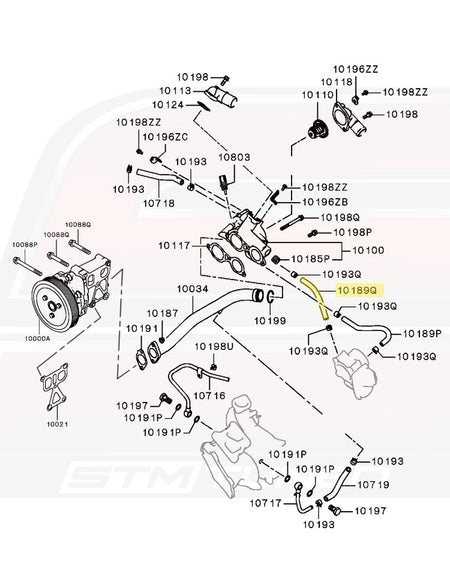 Mitsubishi OEM Throttle Body Water Return Hose for Evo X (MD153750)