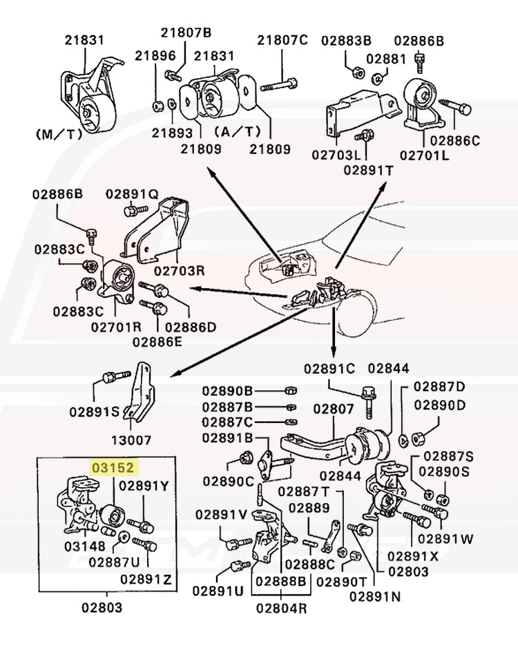 Mitsubishi OEM Idler Pulley (MD156604) 1G DSM Diagram
