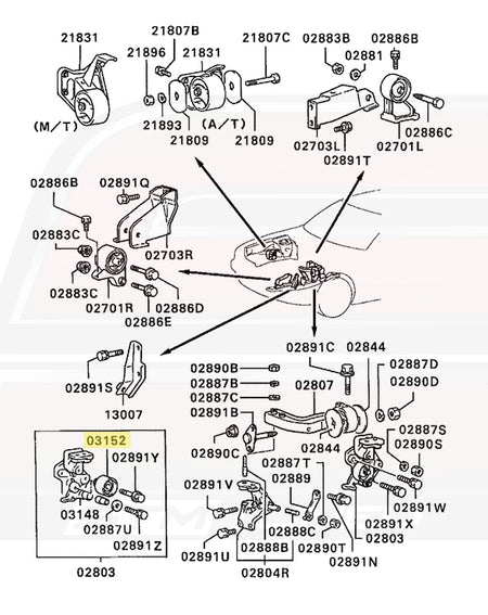 Mitsubishi OEM Idler Pulley (MD156604) 1G DSM Diagram