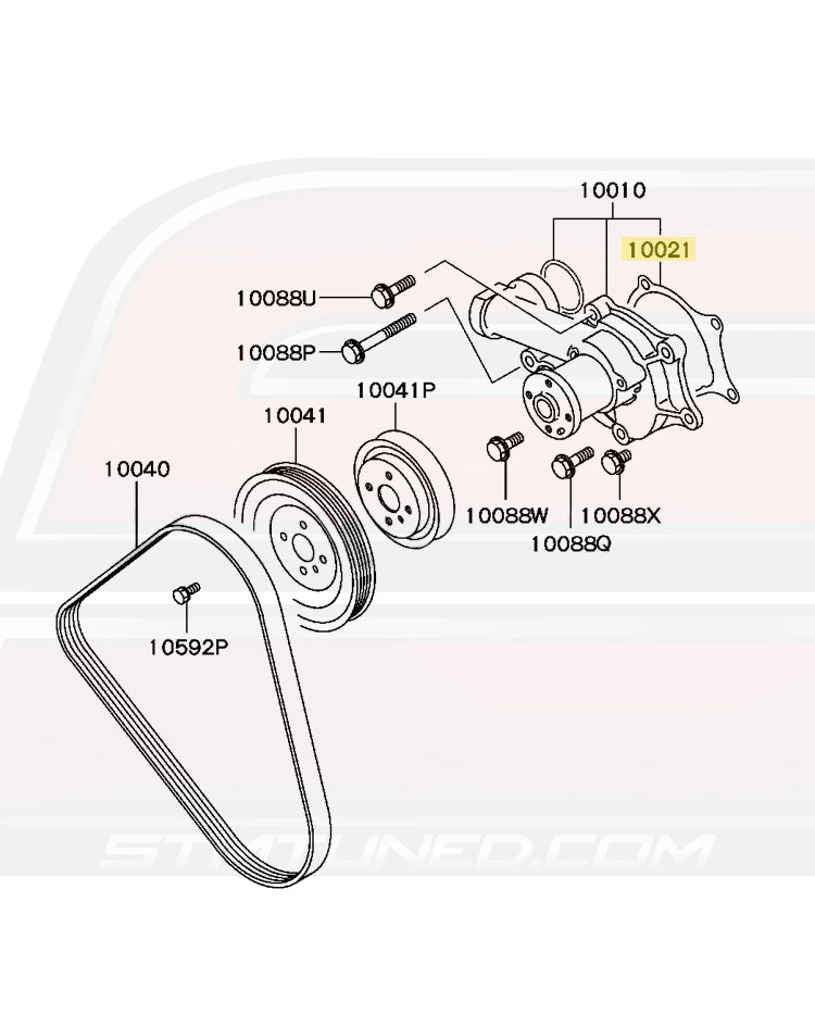 1G DSM GVR4 Water Pump Gasket Diagram