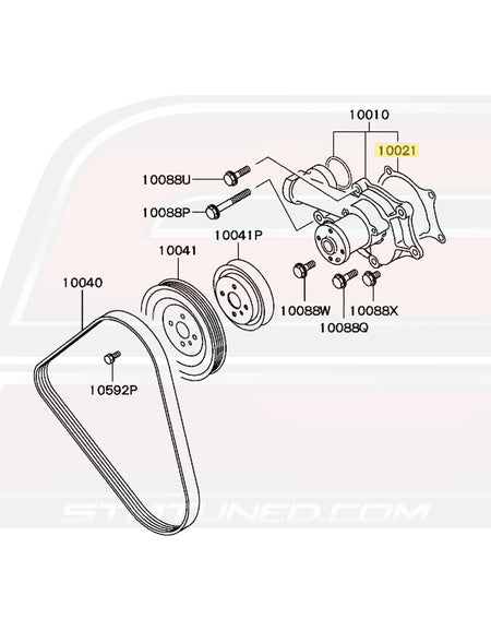 1G DSM GVR4 Water Pump Gasket Diagram