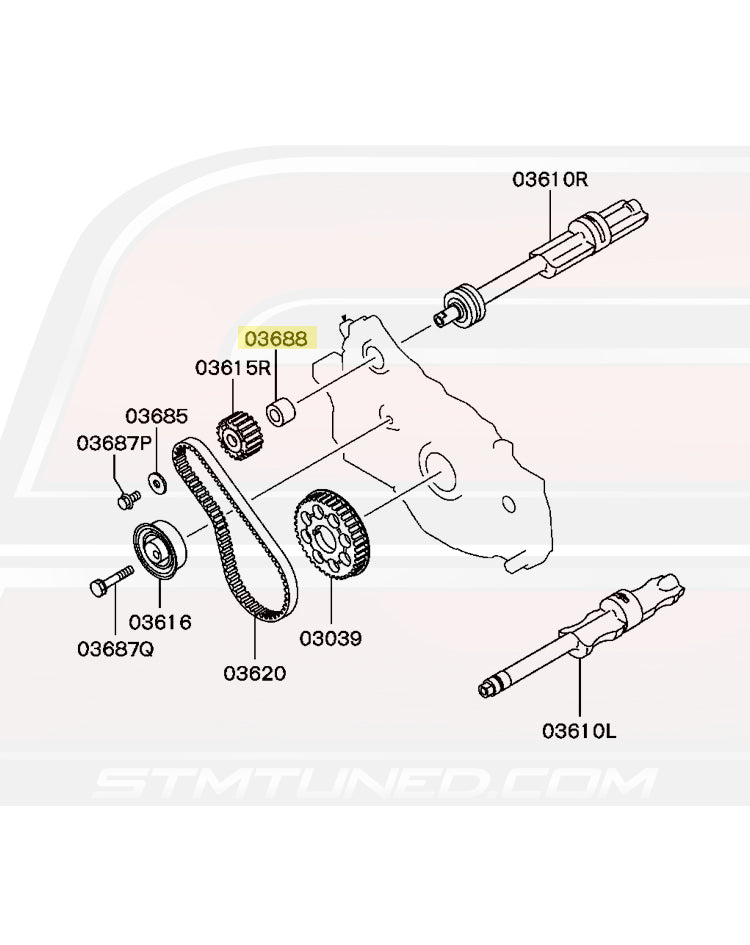 Mitsubishi OEM 4G63 Balancer Belt SpacerDiagram