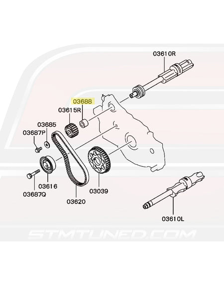 Mitsubishi OEM 4G63 Balancer Belt SpacerDiagram
