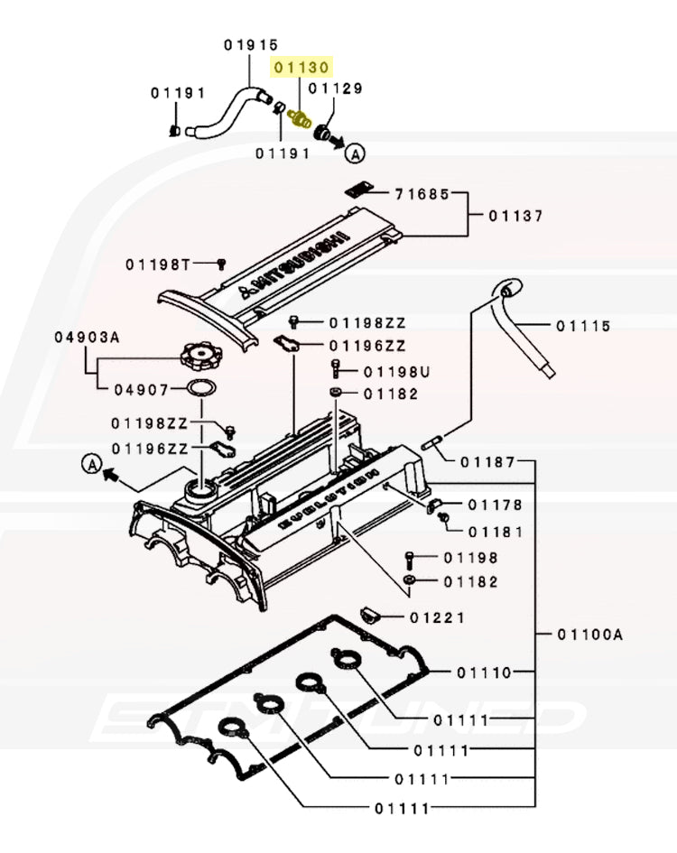 Mitsubishi OEM PCV Valve for JDM Evo 4-9 (MD301843)