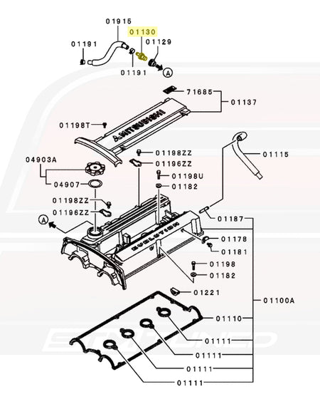 Mitsubishi OEM PCV Valve for JDM Evo 4-9 (MD301843)