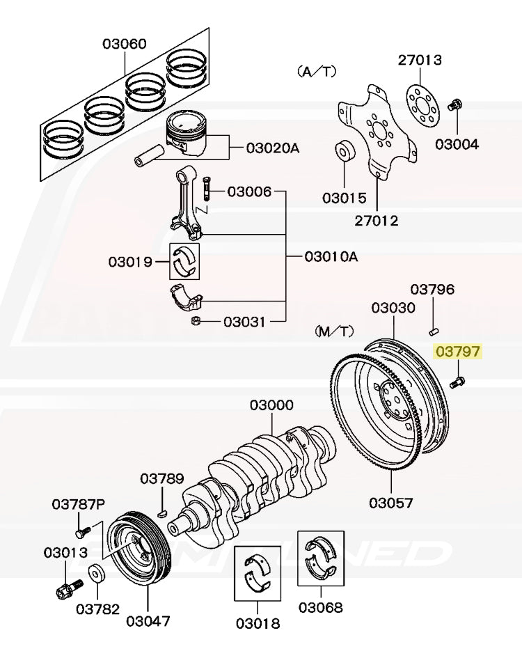 Mitsubishi OEM Flywheel Bolts for 7-Bolt DSM / Evo 1-3 (MD302074)