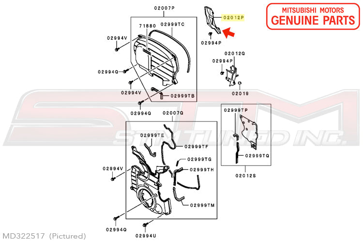 MD322517 Mitsubishi Metal Timing Belt Upper Under Cover (Left Side / Rear) - Evo 4-8
