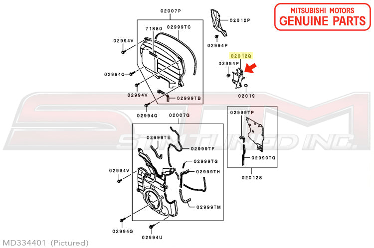 MD334401 Mitsubishi Metal Timing Belt Upper Cover (Right Side / Front ) - Evo 4-9