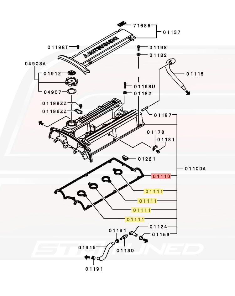 Mitsubishi OEM Evo 4-8 Valve Cover Gaskets (MD340535 MD186785)