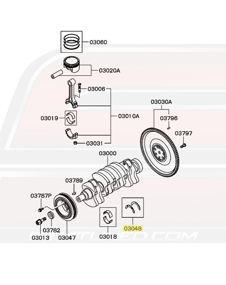 Mitsubishi OEM Thrust Washer Bearing for Evo 5-9 (MD351820) Image © STM Tuned Inc