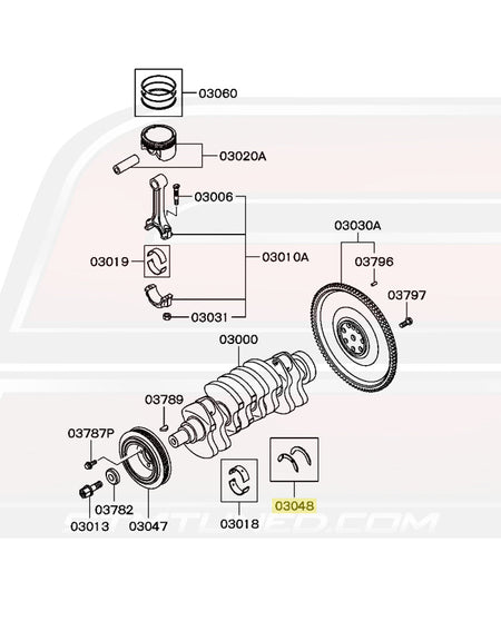 Mitsubishi OEM Thrust Washer Bearing for Evo 5-9 (MD351820) Image © STM Tuned Inc