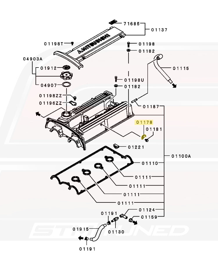 Mitsubishi OEM Throttle Cable Clip for Evo 8/9 (MD359033)