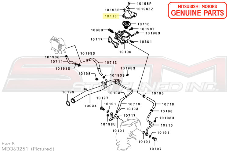 Mitsubishi Water Neck - Evo 7/8/9