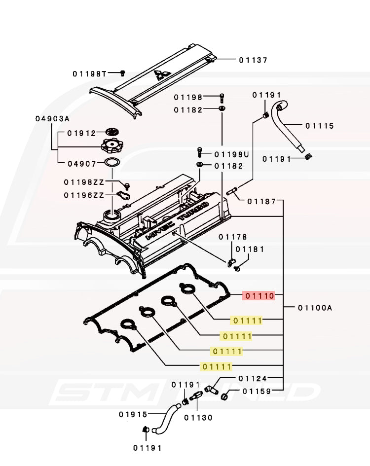 Mitsubishi OEM Evo 9 Valve Cover Gaskets (MD372906 MD373583)