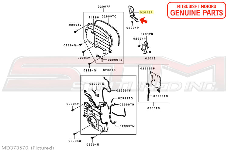 MD373570 Mitsubishi Metal Timing Belt Upper Under Cover (Left Side / Rear) - Evo 9