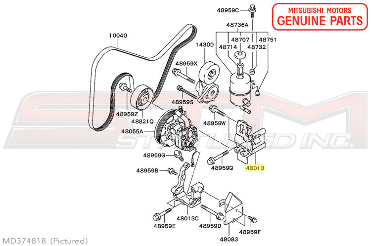 MD374818 Mitsubishi Power Steering Pump Bracket - Evo 7/8/9